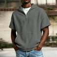 thumbnail image 2 of Hurxie Men's Short Sleeve Hoodie Workout Gym Athletic Cotton Lightweight Hooded T Shirts Sweatshirt Gray,M, 2 of 7