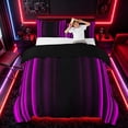thumbnail image 3 of meiyoeat Modern Purple Striped Duvet Cover Set, Luxury Dark Gradient Bedding Full for Boys, Purple, Black Reversible3 Pieces, 1 Duvet Cover and 2 Pillowcases, 3 of 7