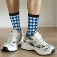 thumbnail image 6 of Pofeuu Blue Squares Print Crew Socks, Adult Running Hiking Socks for Youth and Adult, 6 of 6