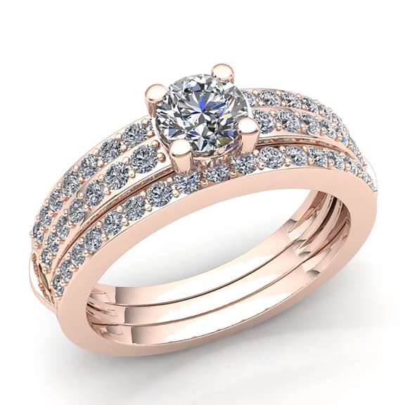 3ctw Round Cut Diamond Ladies Accent Solitaire Anniversary Engagement Ring Solid 14K Rose, White or Yellow Gold GH I1