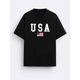 thumbnail image 2 of Men'S Casual Crew Neck T-Shirt with USA Flag Print, 95% Polyester 5% Elastane, Slight Stretch Knit Fabric, Regular Fit, Summer Wear - Brand Tee For Adult, Men, Women, Teen, Teenager, Adoles, 2 of 7