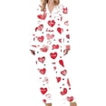 thumbnail image 4 of Riecok Cute Pajama Sets for Women Valentine's Day Long Sleeve Button down Shirts and Pants Heart Print Cozy Soft Sleepwear, 4 of 7