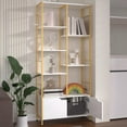 thumbnail image 4 of 6-Tier&nbsp;Bookshelf with Doors, 67" Tall Open Bookcase for Display, Shelf with Storage Cabinet,&nbsp;Industrial Retro Bookcase, Freestanding Storage Organizer Bookshelf for Living Room, White, 4 of 10