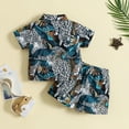 thumbnail image 4 of Baby Boys Outfits Short Sleeve Cartoon Animal Print Lapel Shirt Tops Shorts Gentleman Set Kids Clothes White 18 Months-24 Months, 4 of 5