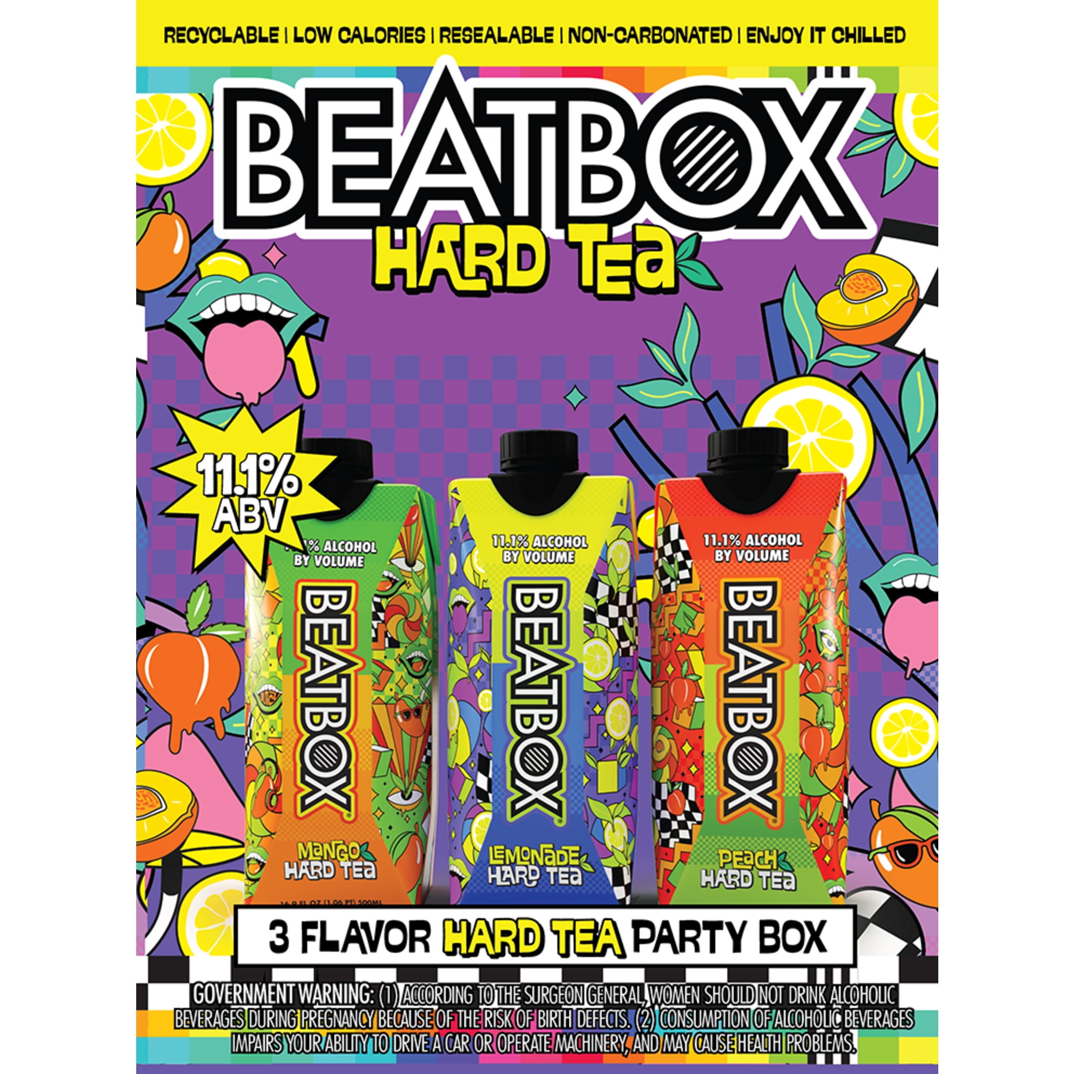 BeatBox Hard Tea Variety Pack Ready-to-Drink Cocktail Party Punch, 11.1% ABV 6/500ml Tetra