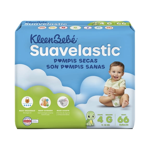 Pañales para bebe Kleenbebé Suavelastic Etapa 4 Grande Unisex 66 Piezas