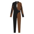 thumbnail image 5 of Nyeemya Full Body Leotard for Adult Womens Gymnastic Biketard Long Sleeve Dance Bodysuit Dancewear Brown M, 5 of 7