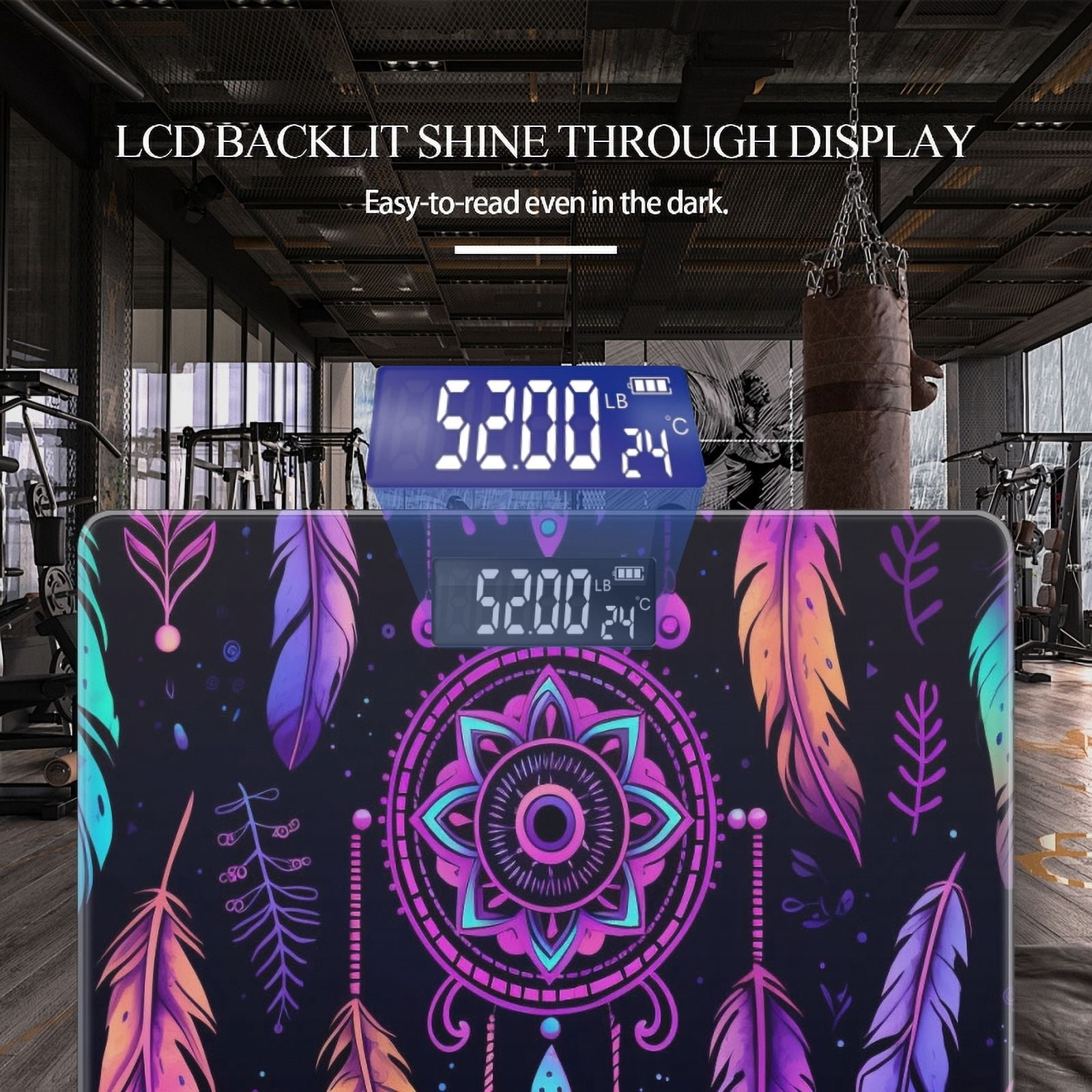 Bathroom Scale, Highly Accurate Digital Body Scale,Precisely Measures Weight up to 400 lbs-Holographic Dreamcatchers With Colors Shifting And Shimmering In The Light