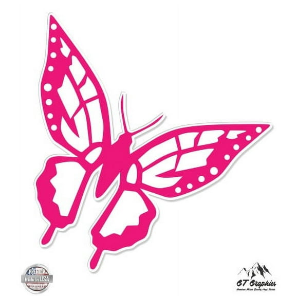 Butterfly Pink - 3" Vinyl Sticker - For Car Laptop I-Pad Phone Helmet Hard Hat - Waterproof Decal