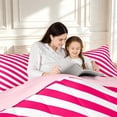 thumbnail image 4 of Manfei Contemporary Grid Queen Comforter Set,Modern Stripes Comforter Sets Queen,Red Pink White,Pink Reversible,3-Piece,1 Comforter and 2 Pillowcases,3-Piece,1 Comforter and 2 Pillowcases, 4 of 7
