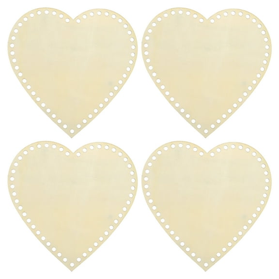 Uxcell 8" x 8" Crochet Basket Bottom, 4Pcs Heart Shape Blank Crochet Knitting Wooden Base for DIY Craft Basket Making