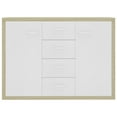 thumbnail image 4 of Sideboard Cabinet Inlife Storage Cabinet 4 Drawer 2 Doors White and Sonoma Oak 34.6"x11.8"x25.6" Chipboard, 4 of 6