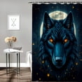 thumbnail image 3 of RKSupls Waterproof Shower Curtain, Blue Black Wolf Glowing Eyes Polyester Shower Curtain with Hooks for Chic Elegant Home Bathtub Bathroom Decor Washable Curtains, 3 of 5