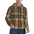 thumbnail image 2 of Wukai khaki coffee plaid Print Men Hoodies Fleece Sweatshirts Long Sleeve Sweaters Pullover Fall Outfits Winter Clothes-X-Large, 2 of 7