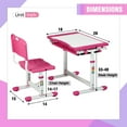 thumbnail image 2 of YRLLENSDAN Adjustable Height Study Table and Chairs for Kids 4-10 Years Old, School Student Desk and Chair Set for Children Homework, Reading Writing Drawing Desk for Kids Ages 4-10, Pink, 2 of 8