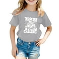 thumbnail image 1 of Children's Casual Letter Pattern Print Multicolor Round Neck Short Sleeves Girls Thermal Shirts Long Sleeve, 1 of 4