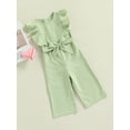 thumbnail image 3 of Bagilaanoe Kids Toddler Baby Girls Ruffled Sleeveless Jumpsuit Romper with Belt Zipper Back Overall Pants Clothes, 3 of 9