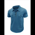thumbnail image 3 of Camisetas de Corta para Hombre, Informales, Absorbentes de Humedad, de Golf, Ajustadas, Básicas, con Bolsillo. Azul XL, 3 of 7