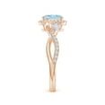 thumbnail image 3 of ANGARA Natural Oval Aquamarine Twisted Vine Ring with Diamond Halo in 14K Rose Gold for Women (Size-7x5mm) | March Birthstone, Birthday, Anniversary, Jewelry Gift for Women | Natural Aquamarine Ring, 3 of 9