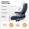 thumbnail image 5 of EOP 23.62'' Extra Wide Big and Tall Office Chair, Executive Computer Desk Chair with Heat Kneading Massage and 3D Flip-Up Arms, Blue, 5 of 10