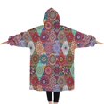 thumbnail image 2 of Oversized Wearable Blanket Hoodie,Multicolor Ethnic Diamond Pattern Sherpa Blanket Hoodie with Super Pockets,Super Warm Fuzzy Pullover for Women & Men, 2 of 6