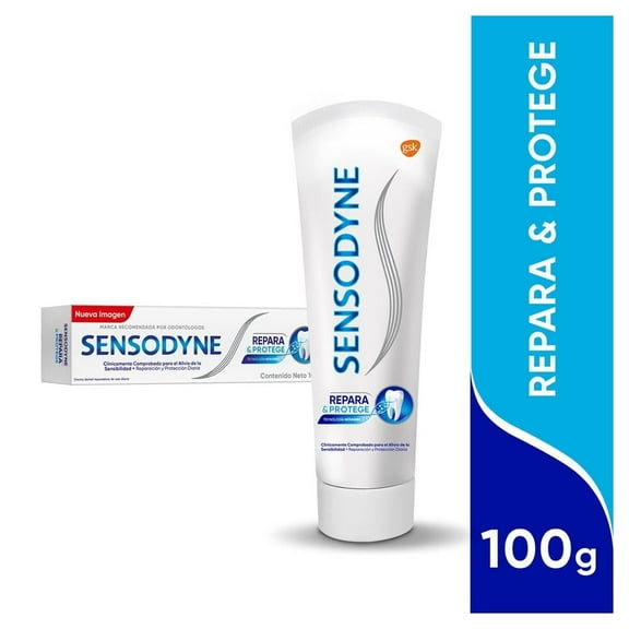 Pasta dental Sensodyne para sensibilidad repara y protege 100 g