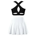 thumbnail image 2 of Moggemol Kids Girls 2PCS Sport Active Outfit Sleevelss Crop Top with Pleated Skort Skirt Set Tennis Black&White 4, 2 of 7