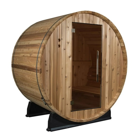 Almost Heaven Salem 2-Person Barrel Sauna in Rustic Cedar, 6 ft x 4ft