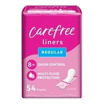 Carefree Panty Liners, Regular, Unscented, Wrapped, 8 Hour Odor Control, 54 Ct