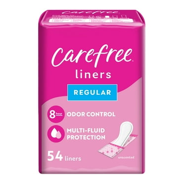 Carefree Panty Liners, Regular, Unscented, Wrapped, 8 Hour Odor Control, 54 Ct