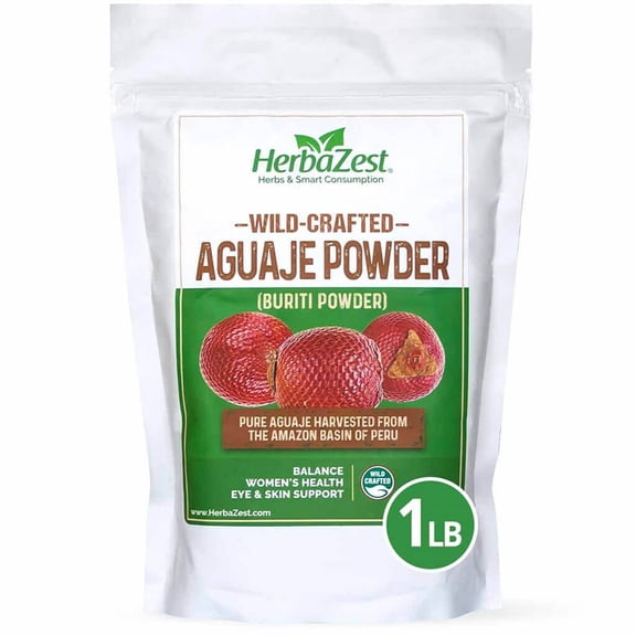 HerbaZest Aguaje Powder | 1 lb | Vegan & Gluten Free | Wild Crafted & 100% Pure | Perfect for Smoothies, Yogurt & Cereal | Nutritional Powders