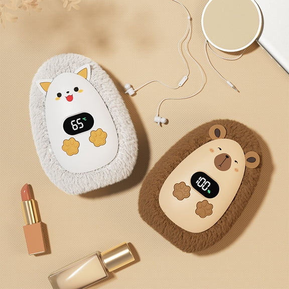 OEFNTAC Winter Hand Warmer Rechargeable Mini Portable Hand Warmer Digital Display Three Speed Heating Plush Hand Warmer