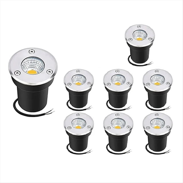 Paquete de 8 Focos Empotrados para Caminos de Jardín Subterráneos de 3 W, 85-265 V, Impermeables.