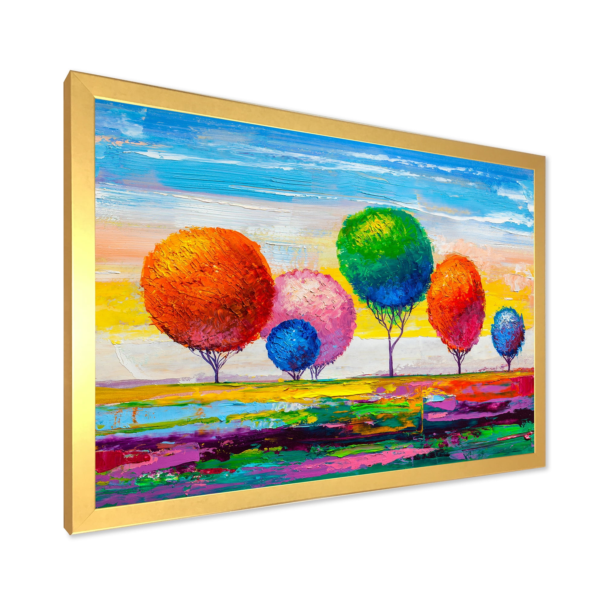 Designart 'Ornamental Colourful Trees VI' Modern Framed Art Print