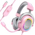 thumbnail image 1 of Auriculares para juegos FIFINE AmpliGame H6 USB con cable y micrófono, color rosa, 1 of 9