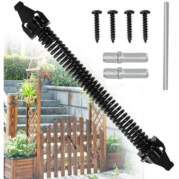Gate Spring Closer 14 Inch Self Closing Gate Spring Metal Adjustable Gate Closer Heavy Duty Closing Spring with Fittings for Wooden and Vinyl Fence Door Gate, 360mm (14 inch)