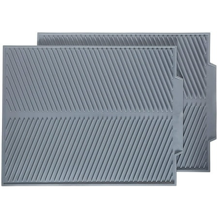 

Silicone Dish Drying Mat Heat-Resistant Drain Mat 2 Pieces Gray