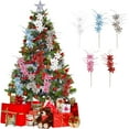 thumbnail image 2 of PEIBang Christmas Tree Picks,Glitter Poinsettia Stem Branches,Artificial Christmas Glitter Stem Ornaments for Christmas Tree Vase Holiday Party Home Decor, 2 of 6