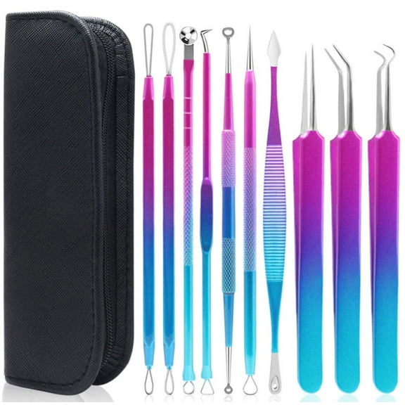 Blackhead Remover Tool Kit, 10 Pcs Professional Pimple Popper Tool -Treatment for Pimples, Blackheads, Blemish, Zit Removing, Forehead and Nose(Colorful)