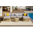 thumbnail image 2 of 7 Pieces Outdoor Patio Furniture, All-Weather Rattan Sectional Sofa Set With Thick Cushions And Pillows, Freely Combined Conversation Sets For Garden, Backyard, Balcony, Gray, 2 of 9