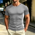 thumbnail image 2 of Fwqbns Men's Compression Shirt Short Sleeve Quick Dry Workout T-Shirt Athletic Gym Running Top Moisture Wicking Base Layer Gray, 2 of 8