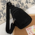thumbnail image 4 of Bolso Hombro Informal Pana Color Sólido para Mujer Bolso Pecho Suave para El (negro), 4 of 8