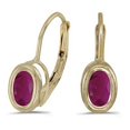 thumbnail image 1 of Bezel-Set Oval Ruby Lever-Back Earrings 14k Yellow Gold, 1 of 3
