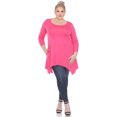 thumbnail image 4 of White Mark Women's Plus Size Quarter Sleeve Solid Sharkbite Tunic Top, 4 of 5