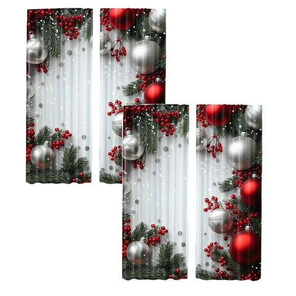 Leojiow 2Pcs Holiday Printed Curtains 2 Piece Of 2D Flat Printed Red Printed Curtains With Snowflake And Patterns Suitable For Bedroom Living 70X100Cm