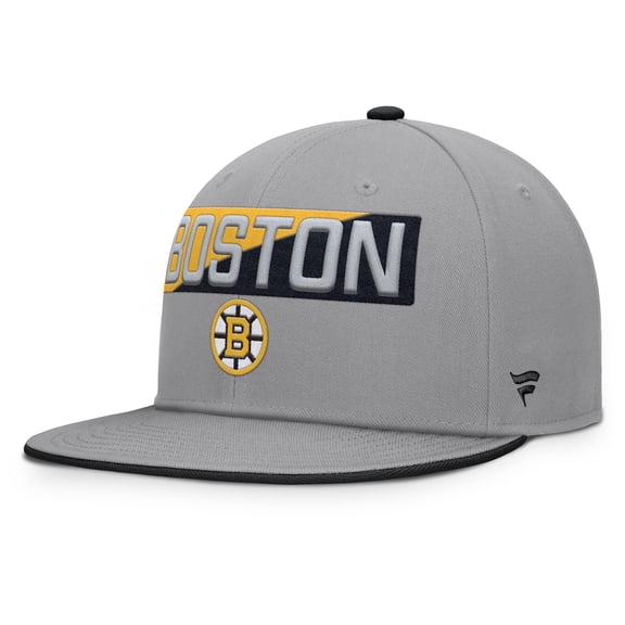 Men's Fanatics Gray Boston Bruins Fundamentals Duo Split Logo Snapback Hat
