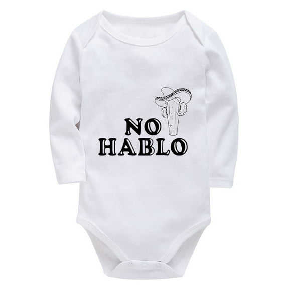 No Hablo Espanol Newborn Clothes Long Sleeve Unixex Baby Outfits White Boy Clothes 0-3 Months
