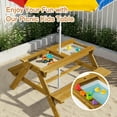 thumbnail image 3 of UBesGoo 3-in-1 Child Outdoor Convertible Activity Sand & Water Picnic Table w/ Umbrella, Kids Picnic Water Sand Table w/ Play Boxes, Natural, 3 of 9