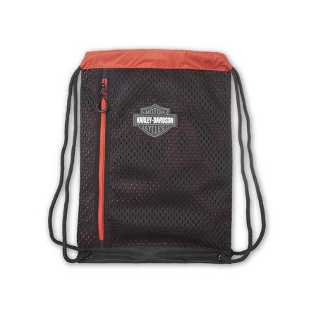 Harley-Davidson Rumble Classic Rubber Bar & Shield Logo String Backpack - Black, Harley Davidson