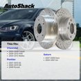 thumbnail image 3 of AutoShack Rear Solid Drilled & Slotted Silver Zinc Coated Brake Rotors 2-PC Set Replacement for 2004-2012 Chevrolet Malibu 2005-2010 Pontiac G6 2007-2009 Saturn Aura SilverShield Pro 10.64" (270 mm), 3 of 5